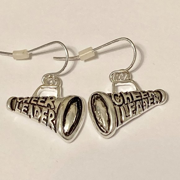 Jewelry Cheer Leader Earrings Silver Plated Mom Megaphone